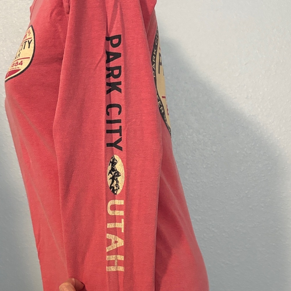 Park City Utah Long Sleeve Tee in Coral Pink - Picture 3 of 7